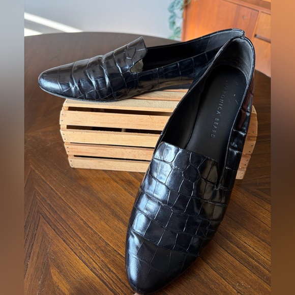 Veronica Beard Shoes - Veronica Beard Griffin Loafer Glossy Black Crocodile-Embossed Leather Women’s 11
